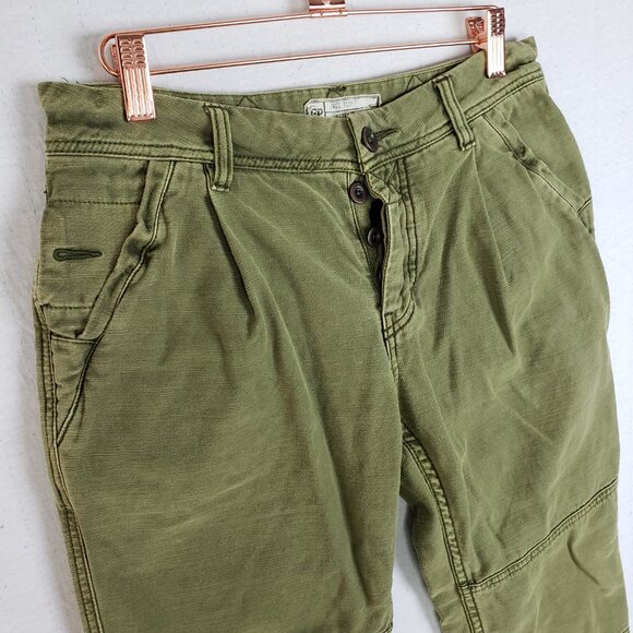 Free People Utility Boyfriend Cropped Pants Trousers in Moss Green size 25 - Picture 11 of 13